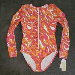 Michael Kors Rashguard Long Sleeve Swimsuit Paddle Suit Zipper size 10